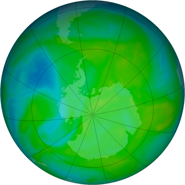 Antarctic ozone map for 01 December 2013